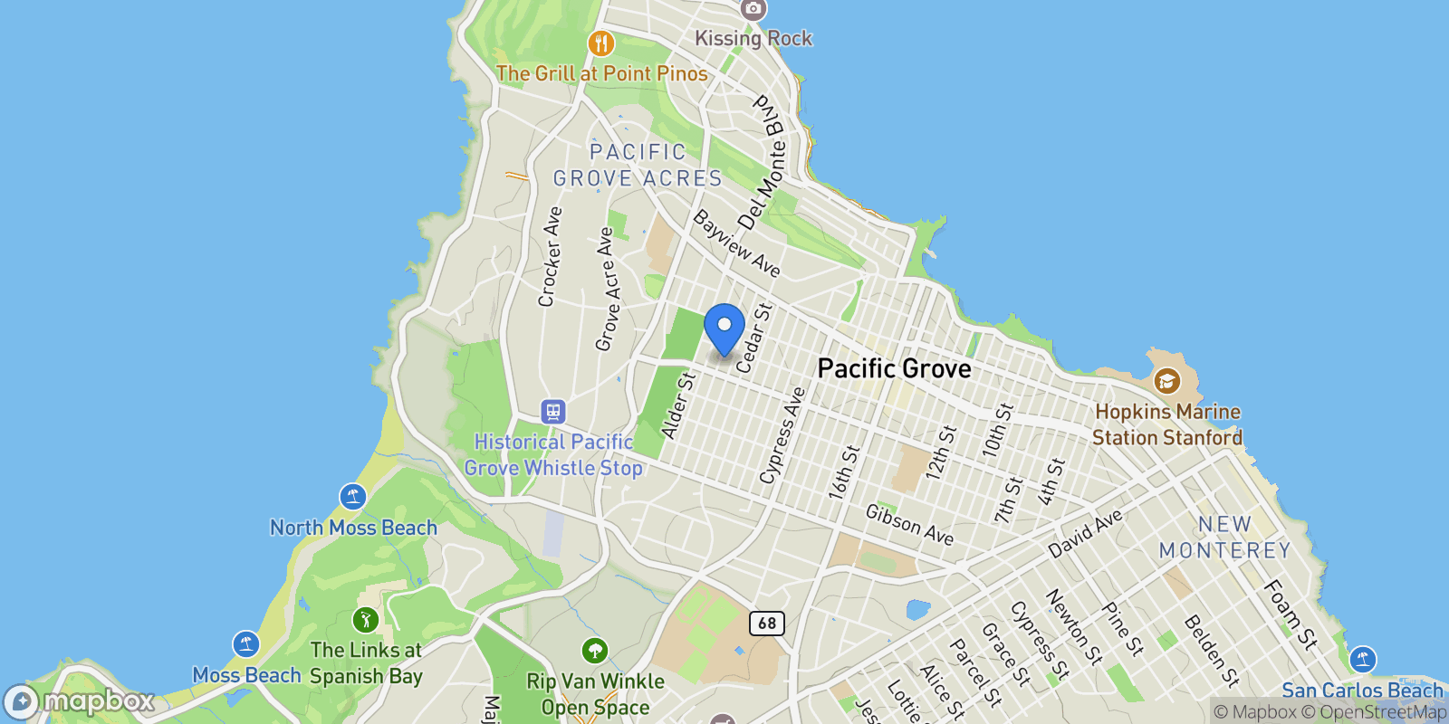Map showing 311 Walnut Street, Pacific Grove, CA 93950, Pacific Grove, California, United States.