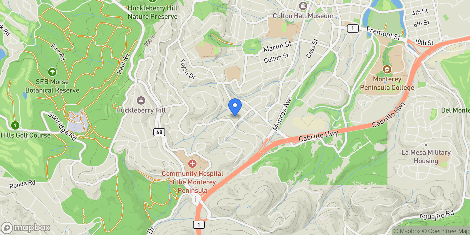 Map showing 3309 Golden Oaks Lane, Monterey, CA 93940, Monterey, California, United States.