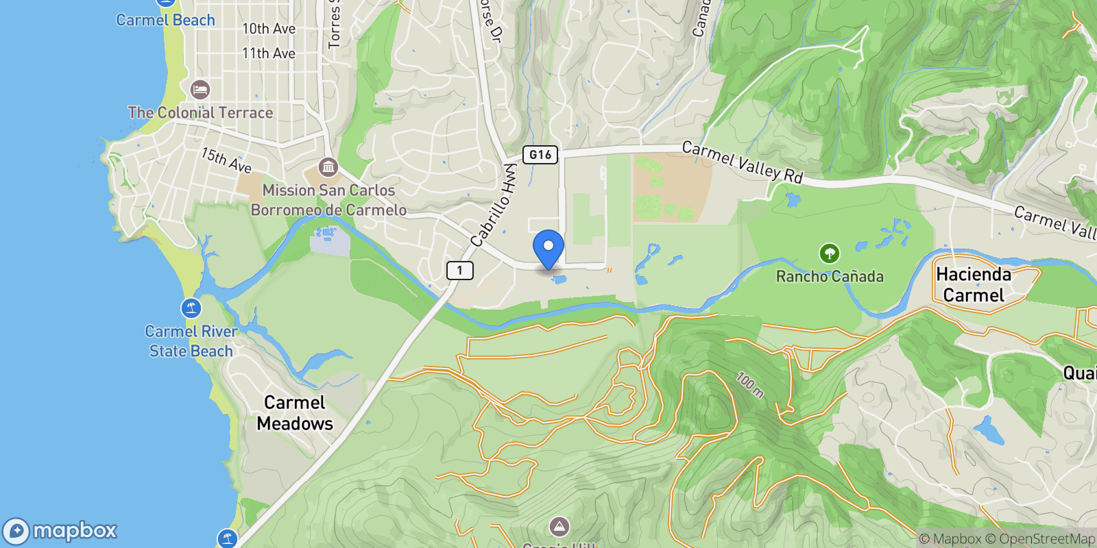 Map showing 3850 Rio Road 7, Carmel, CA 93923, Carmel-by-the-Sea, California, United States.