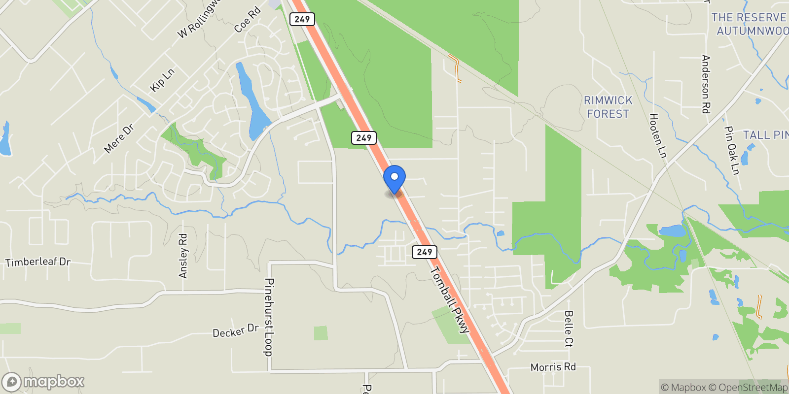 Map showing 902 Falcon Hollow Lane, Pinehurst, TX 77362, Magnolia, Texas, United States.