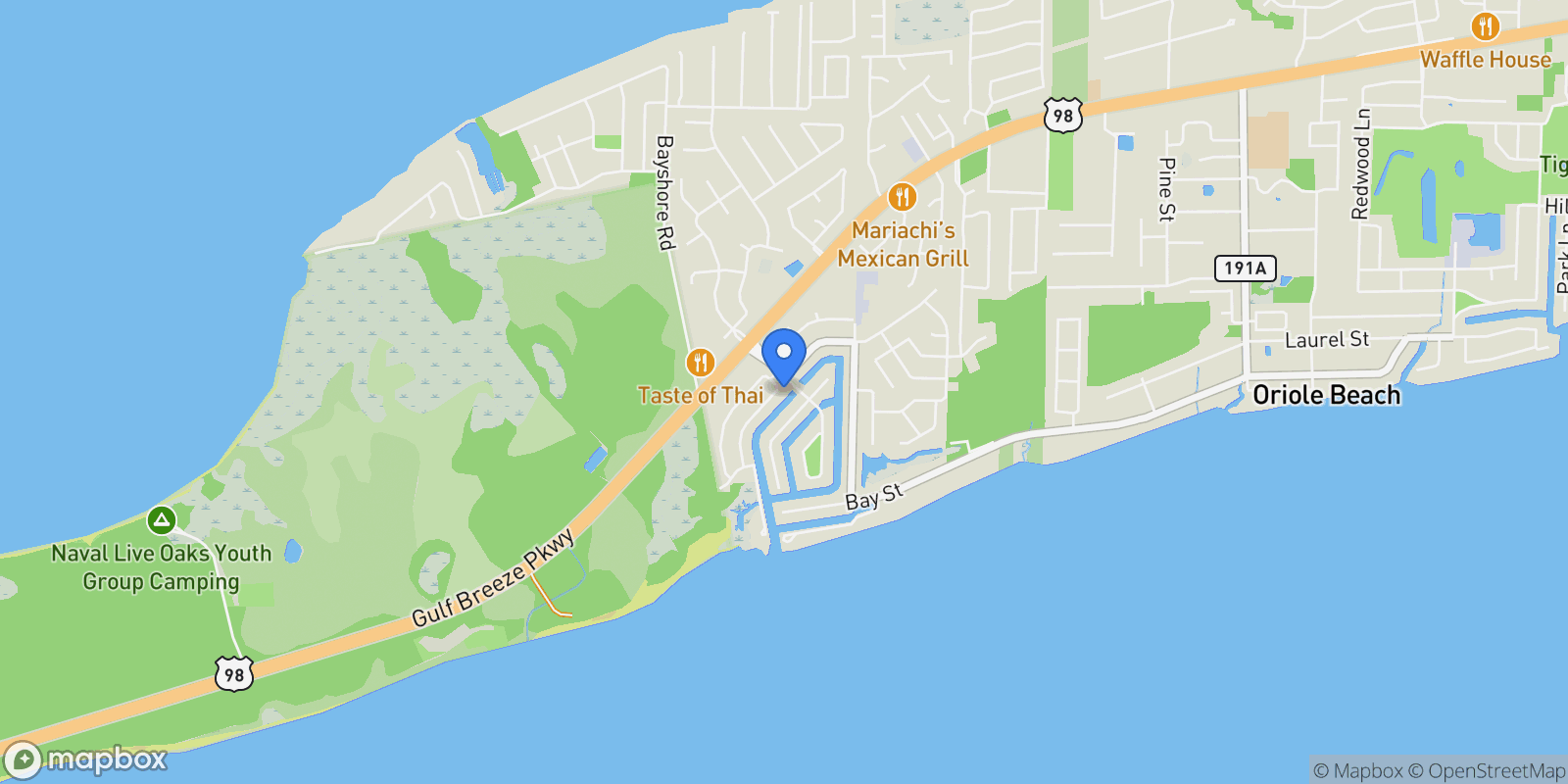 Map showing 976 Grand Canal St, Gulf Breeze, FL 32563, Gulf Breeze, Florida, United States.