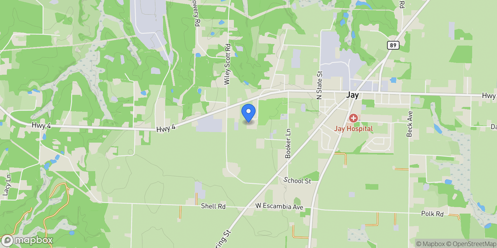 Map showing 5160 Max Ln, Jay, FL 32565, Jay, Florida, United States.