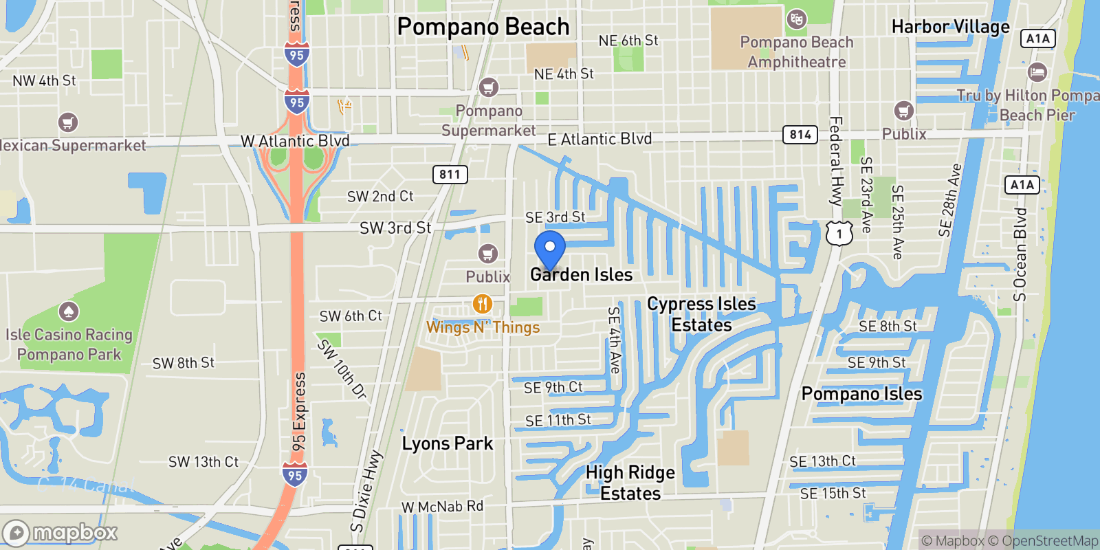 Map showing 171 SE 4th Ct, Pompano Beach, Florida, United States.