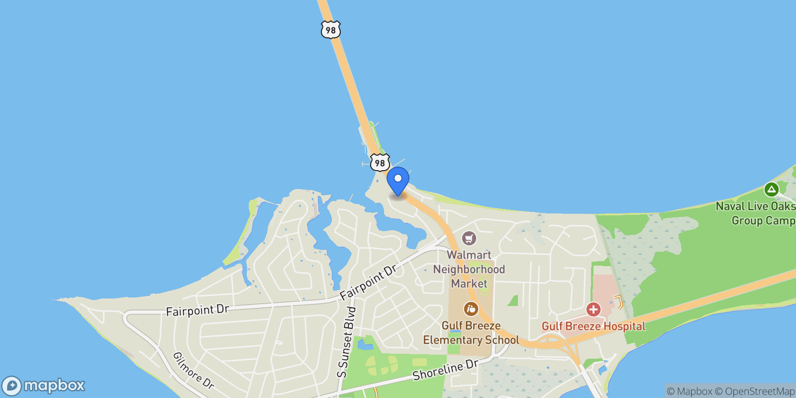 Map showing 92 Chanteclaire Circle, Gulf Breeze, FL 32561, Gulf Breeze, Florida, United States.