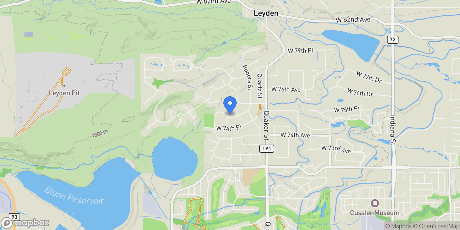 Map showing 16843 W 75th Place, Arvada, CO 80007, Arvada, Colorado, United States.