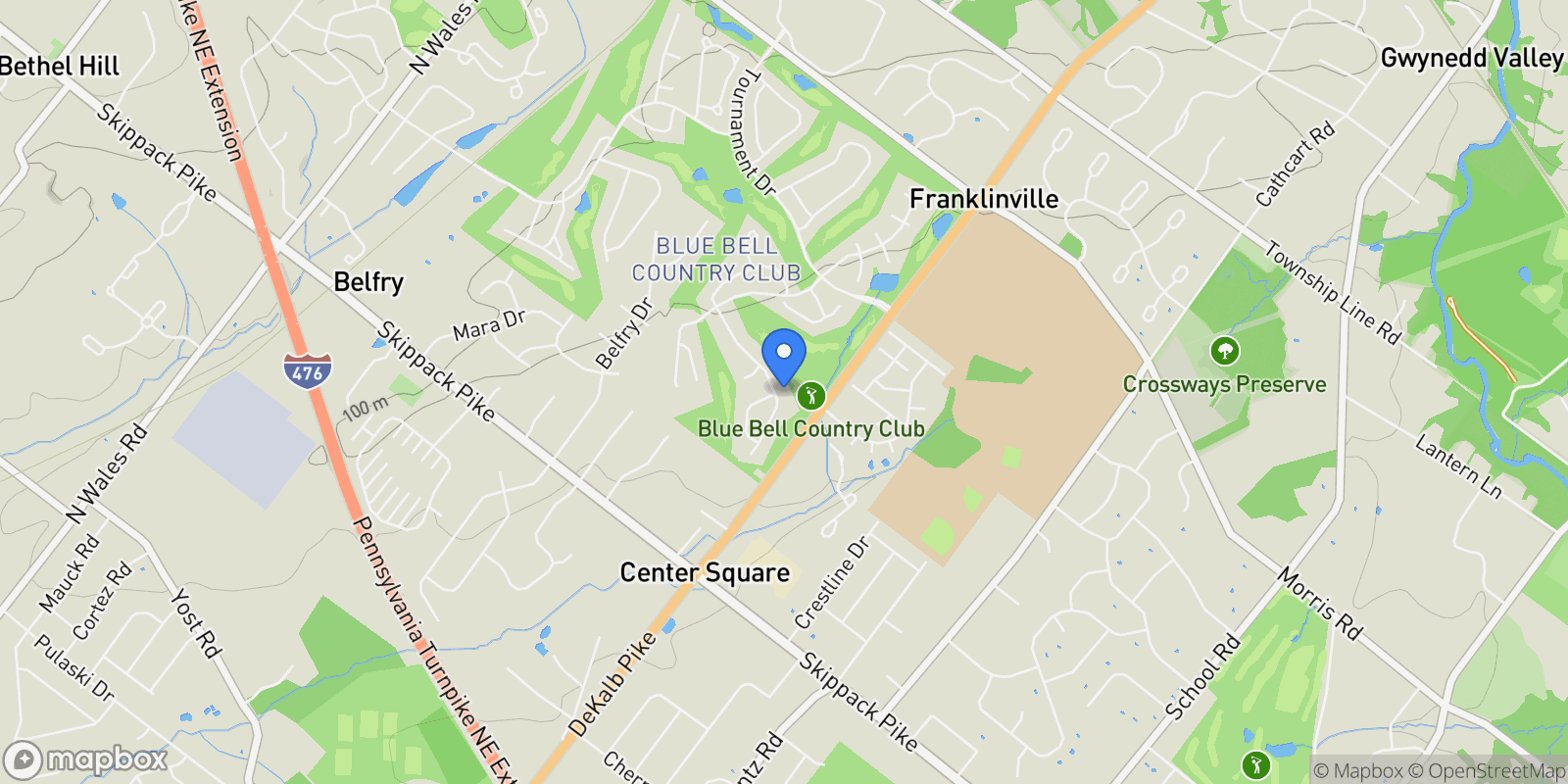 Map showing 127 SPYGLASS DR DRIVE, BLUE BELL, PA 19422, Blue Bell, Pennsylvania, United States.