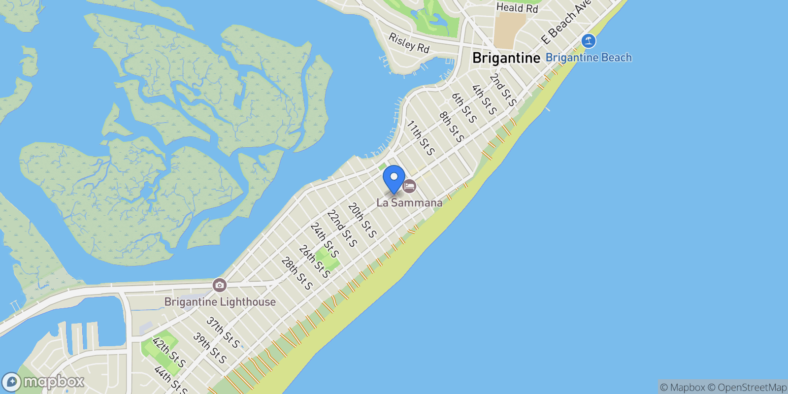 Map showing 1600 W BRIGANTINE AVE AVENUE, BRIGANTINE, NJ 08203, Brigantine, New Jersey, United States.