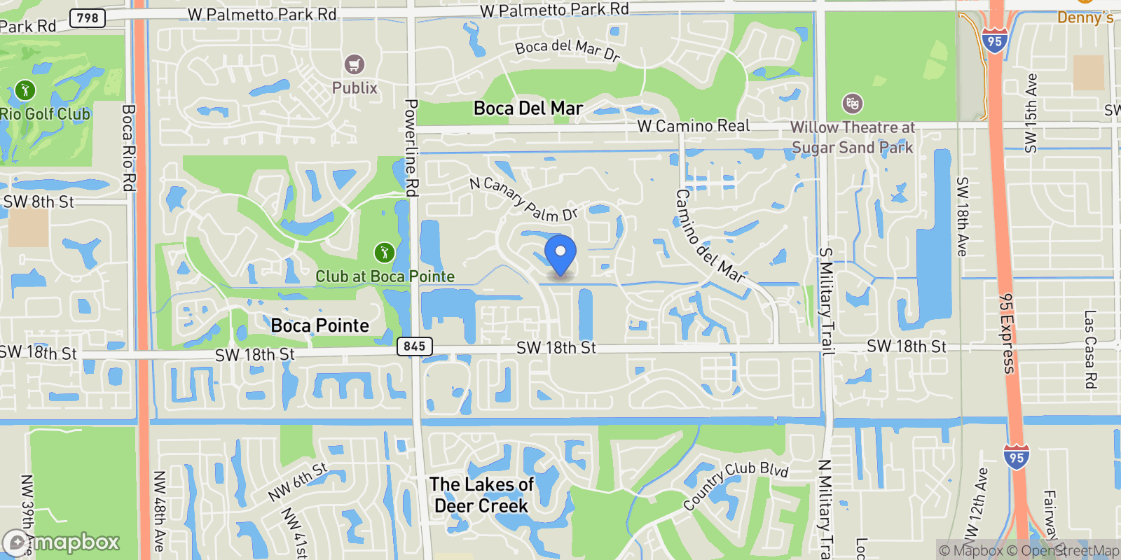 Map showing 6400 Via Rosa, Boca Raton, Florida, United States.