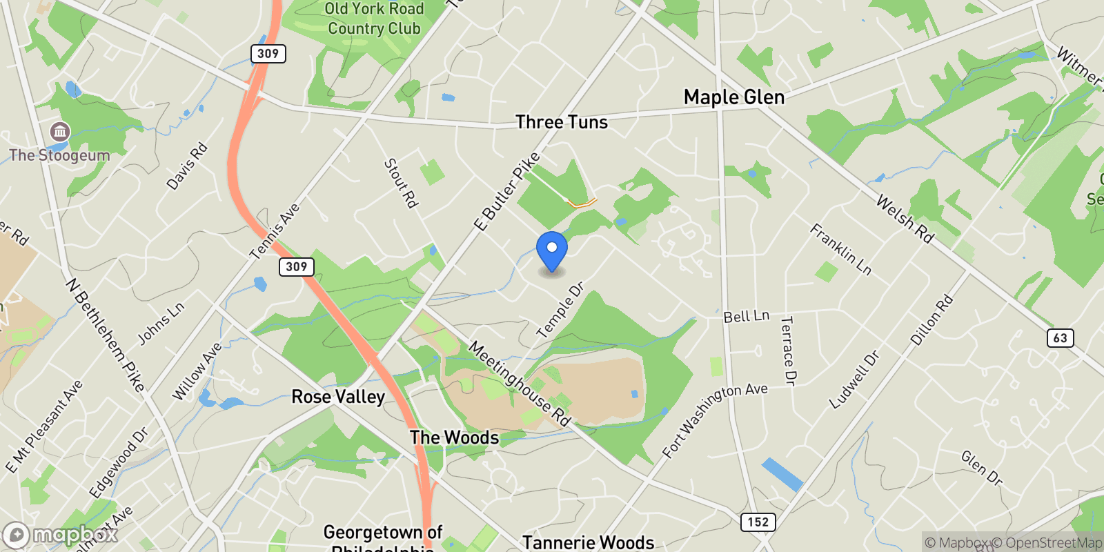 Map showing 506 KANE DR DRIVE, AMBLER, PA 19002, Ambler, Pennsylvania, United States.