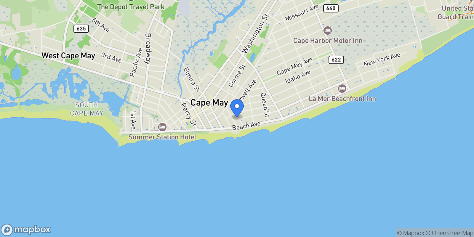 Map showing 106 Howard Street #A, Cape May, NJ 08204, Cape May, New Jersey, United States.