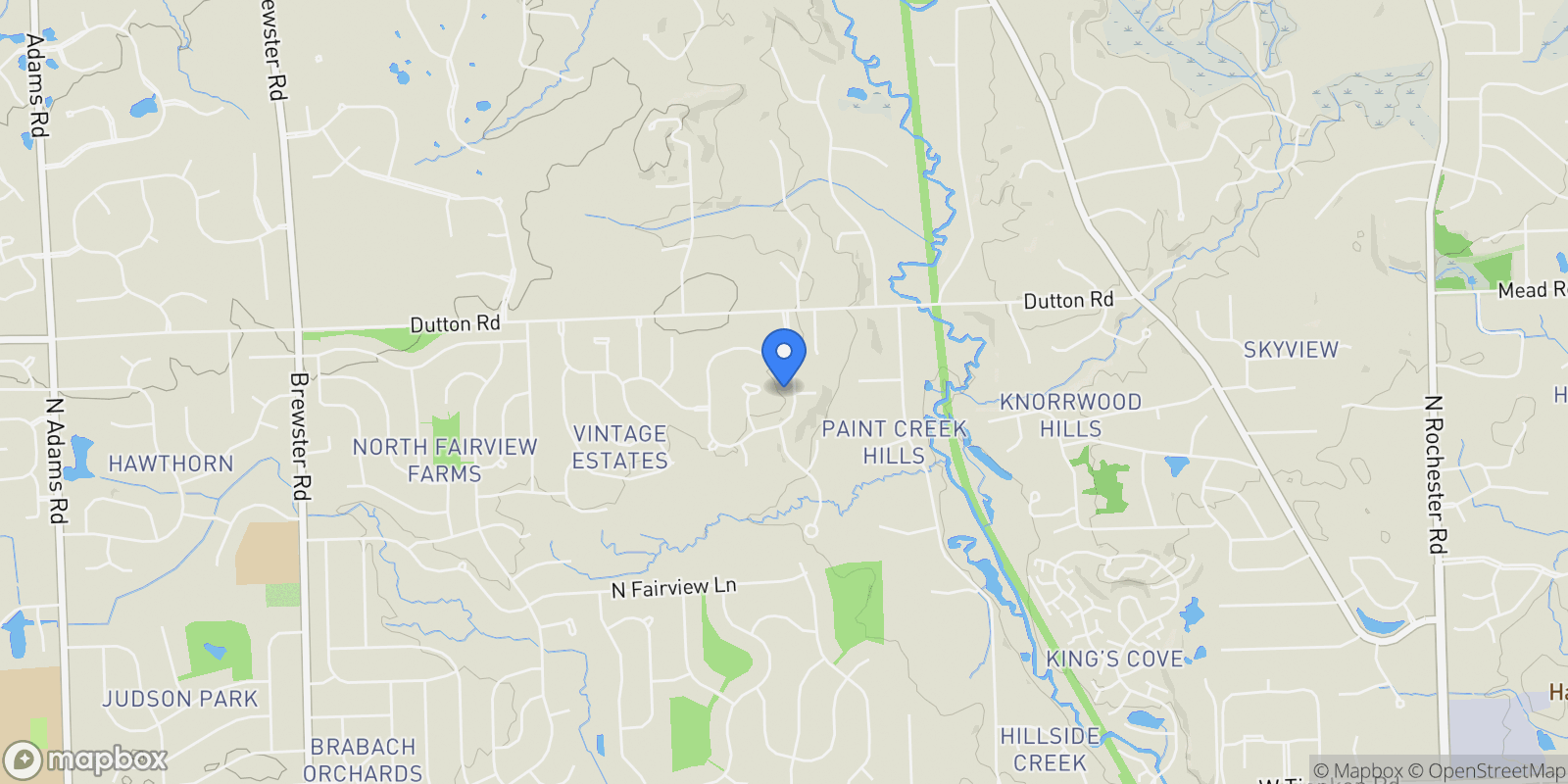 Map showing 1865 Archers Pointe, Rochester Hills, MI 48306, Rochester, Michigan, United States.