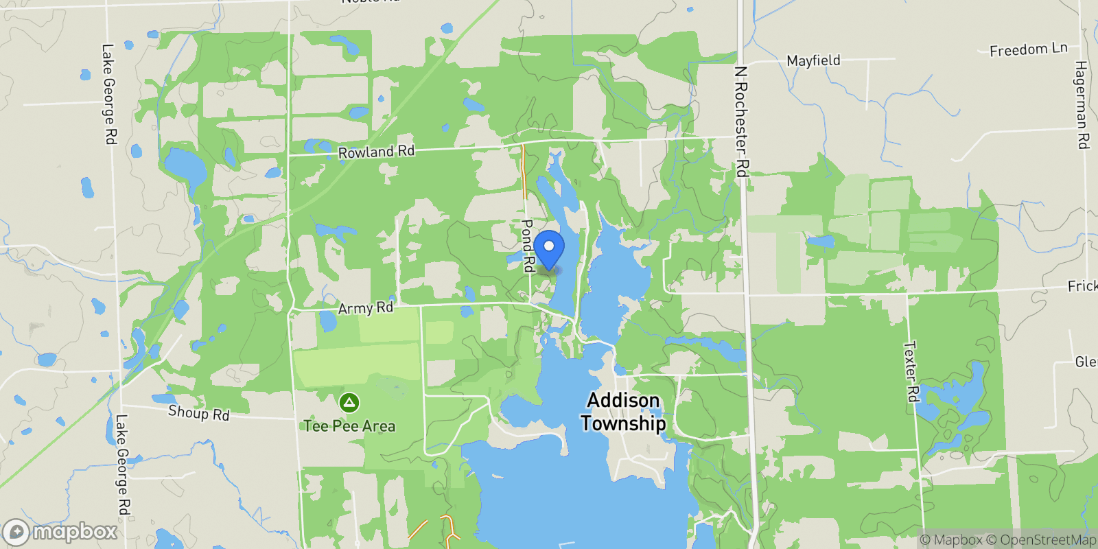 Map showing 3120 Pond Road, Addison Township, MI 48367, Leonard, Michigan, United States.