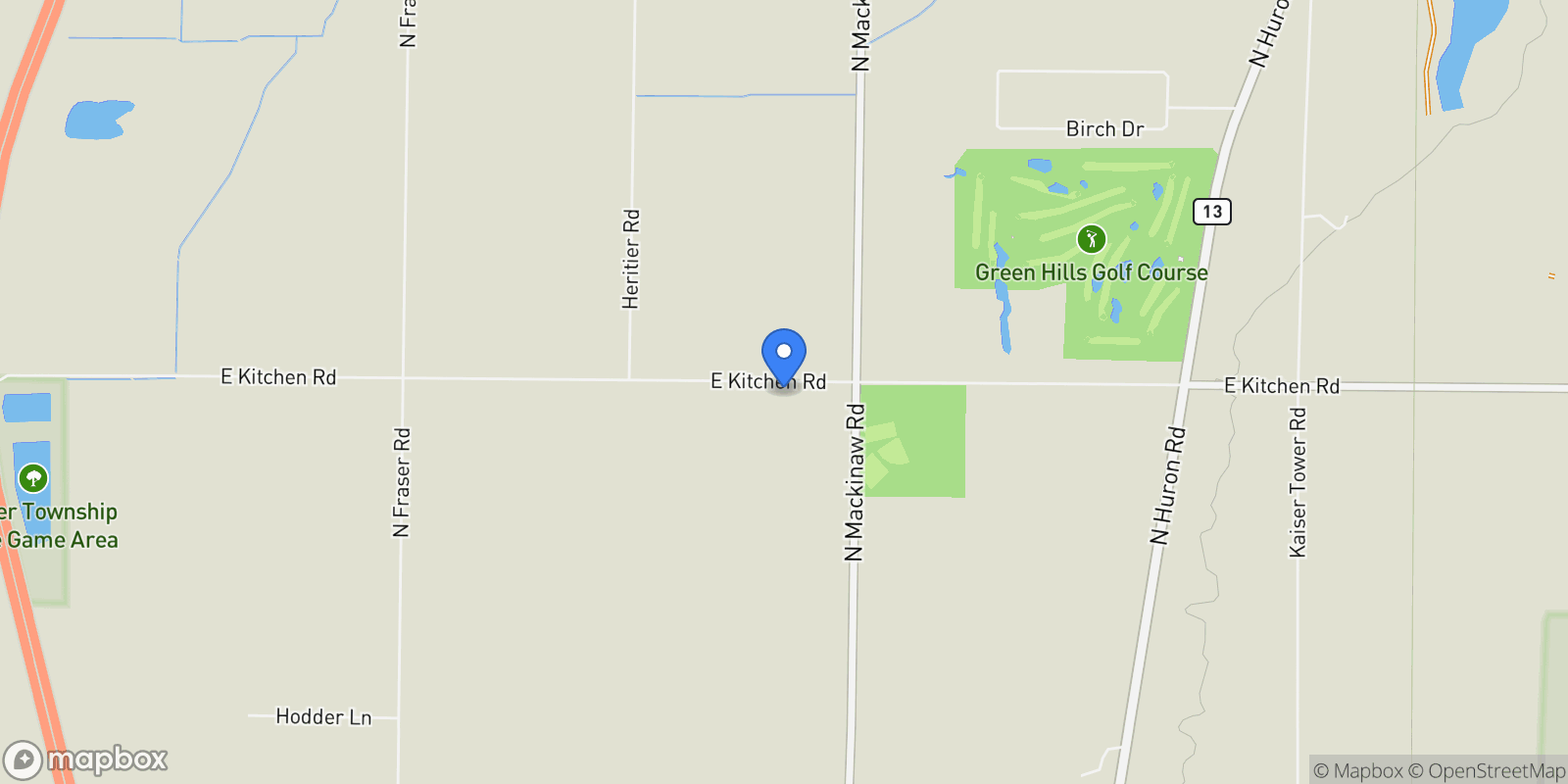 Map showing 1420 E Pinconning Road, Pinconning Twp, MI 48650, Pinconning, Michigan, United States.