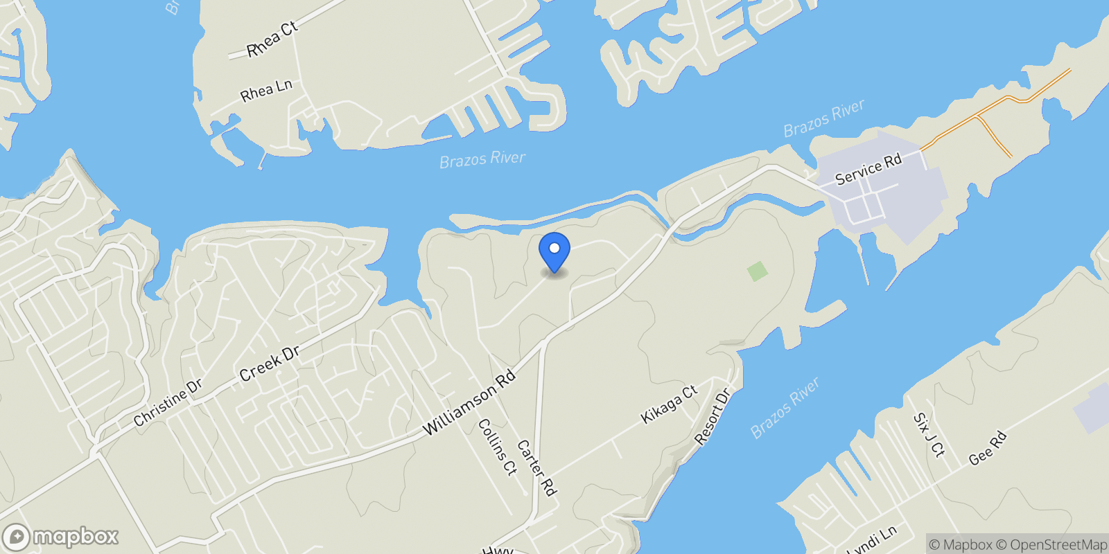 Map showing 8053 Brownie Luker Boulevard, Granbury, Texas, United States.