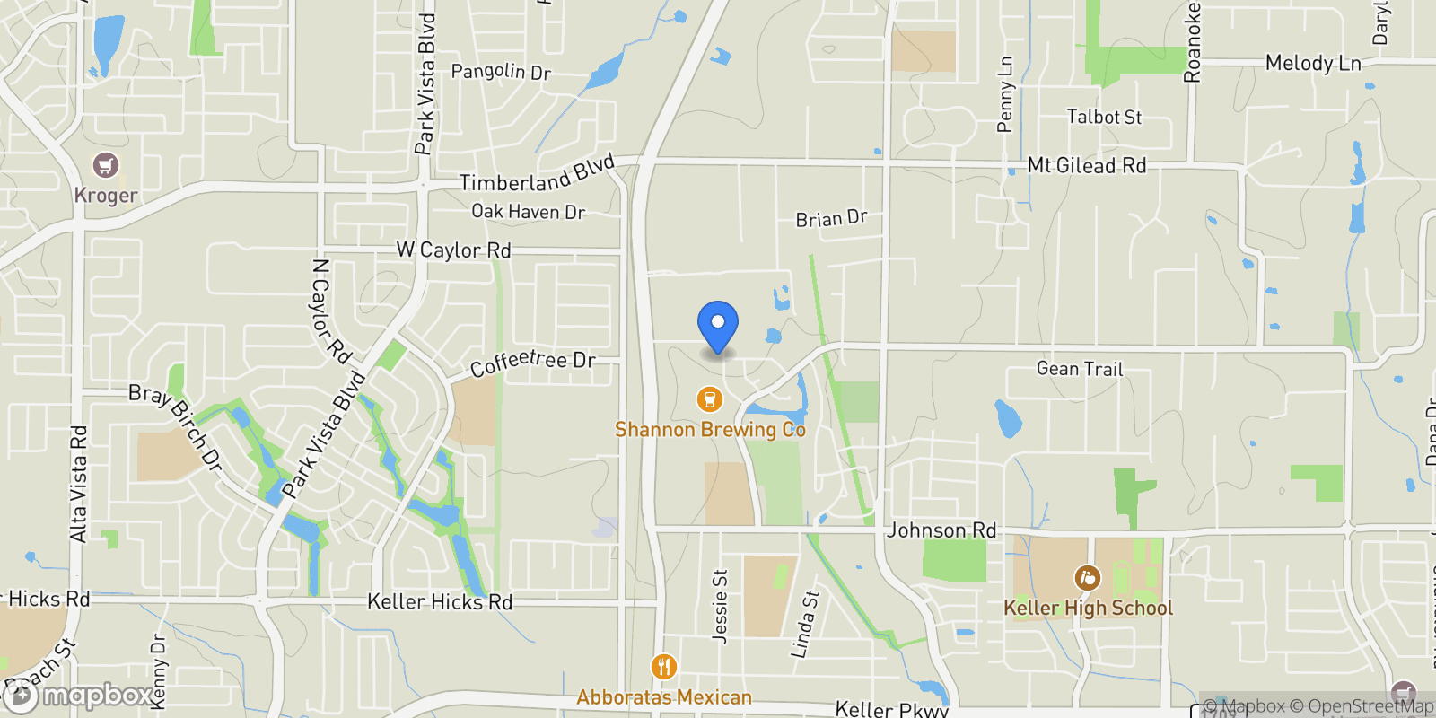 Map showing 928 Homestead Drive, Keller, Texas, United States.