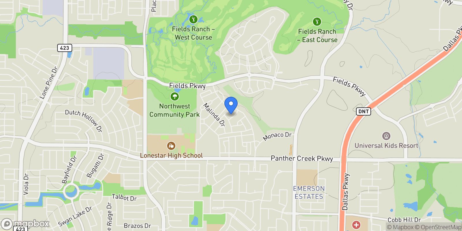 Map showing 3728 Connie Lane, Frisco, Texas, United States.