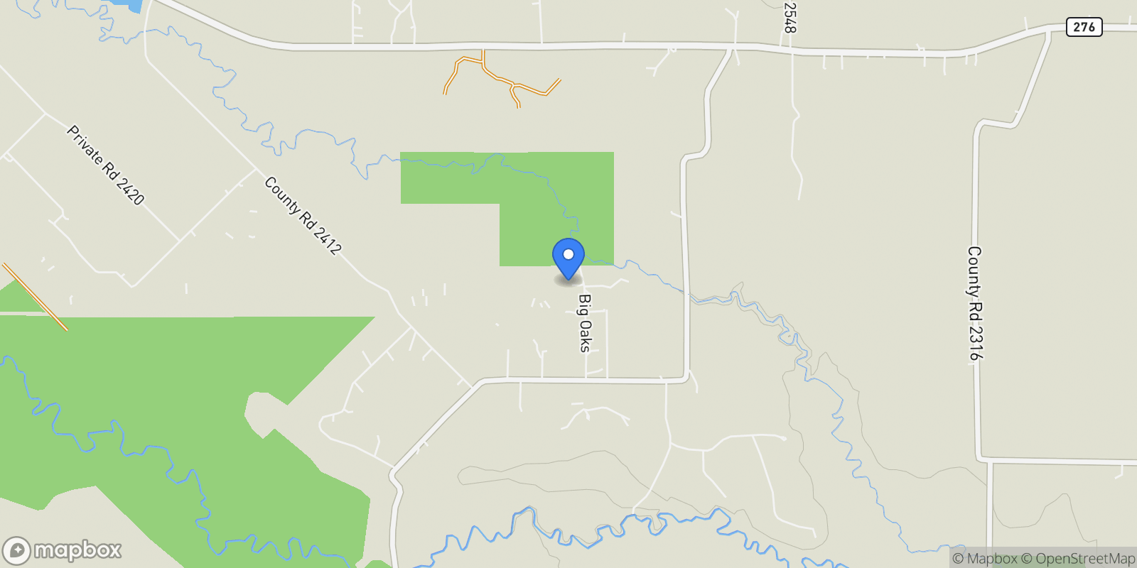 Map showing 8324 Big Oaks, Quinlan, Texas, United States.