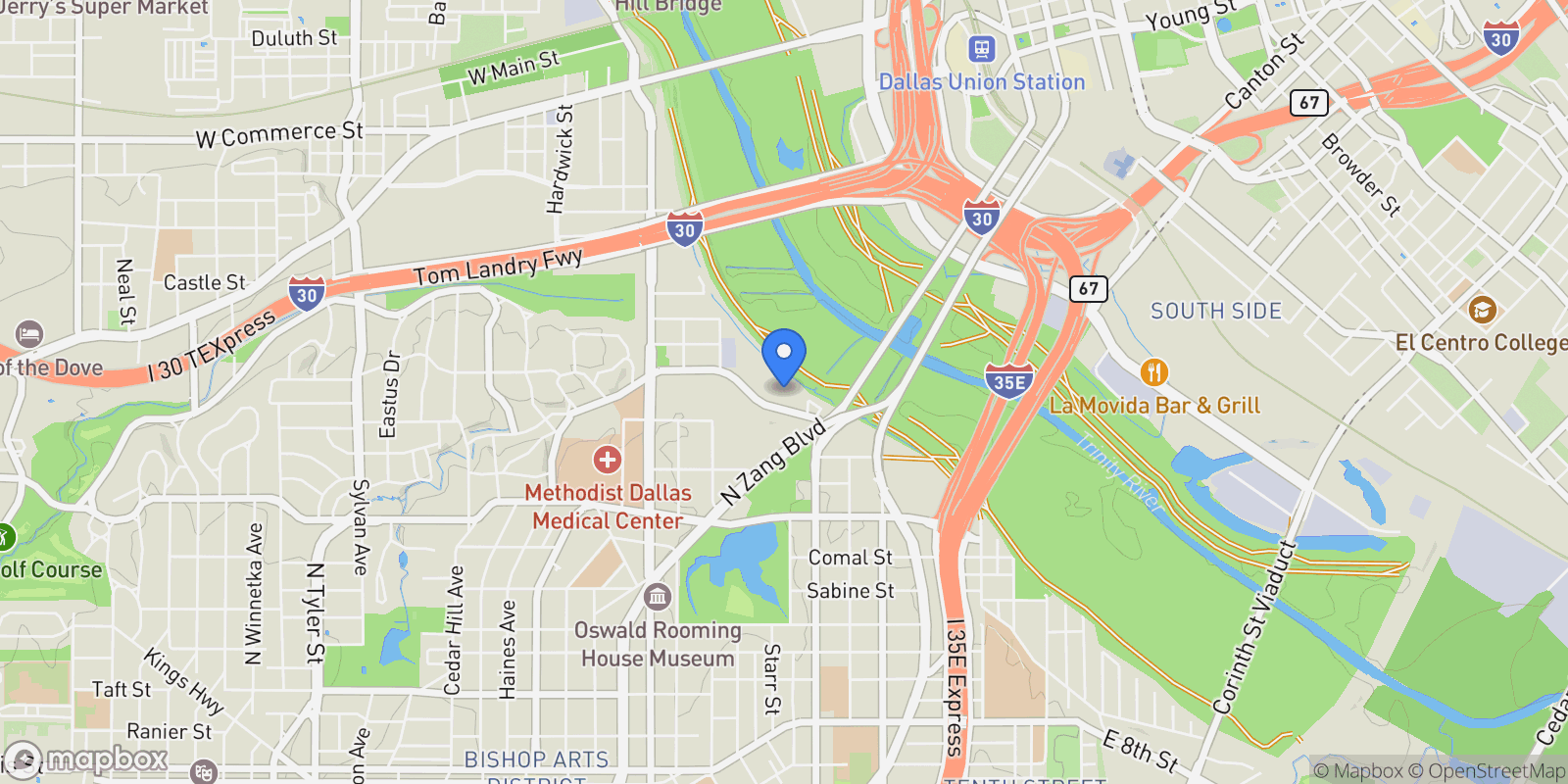 Map showing 381 E Greenbriar Lane 1603, Dallas, Texas, United States.