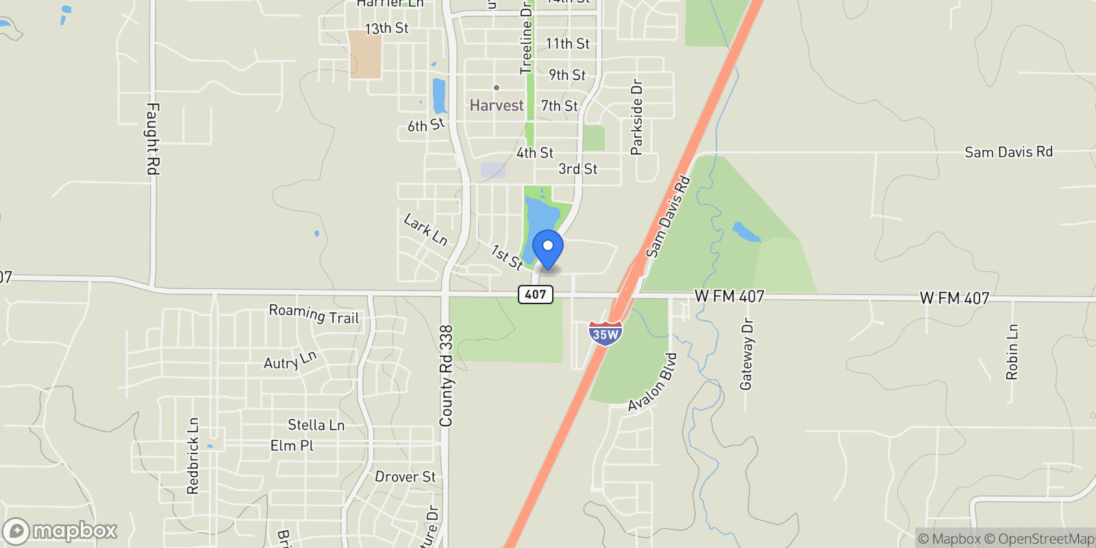 Map showing TBD Lot 1 Wiesen Way, Lantana, Texas, United States.