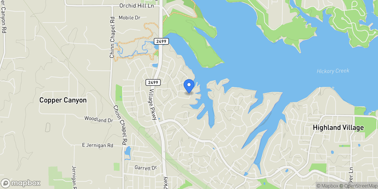 Map showing 3113 Overlook Circle, Lewisville, Texas, United States.