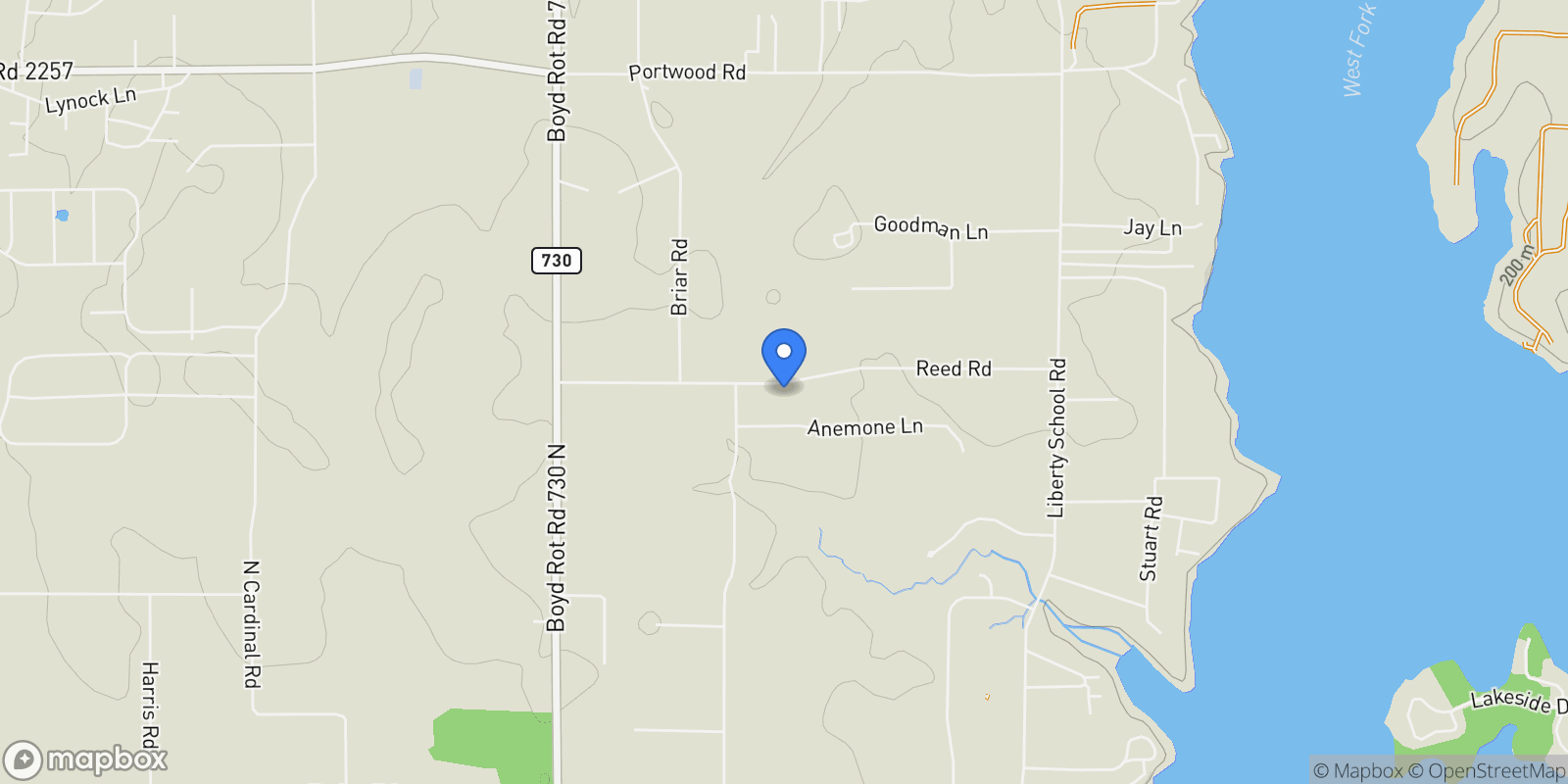 Map showing 7765 Reed Road, Azle, Texas, United States.