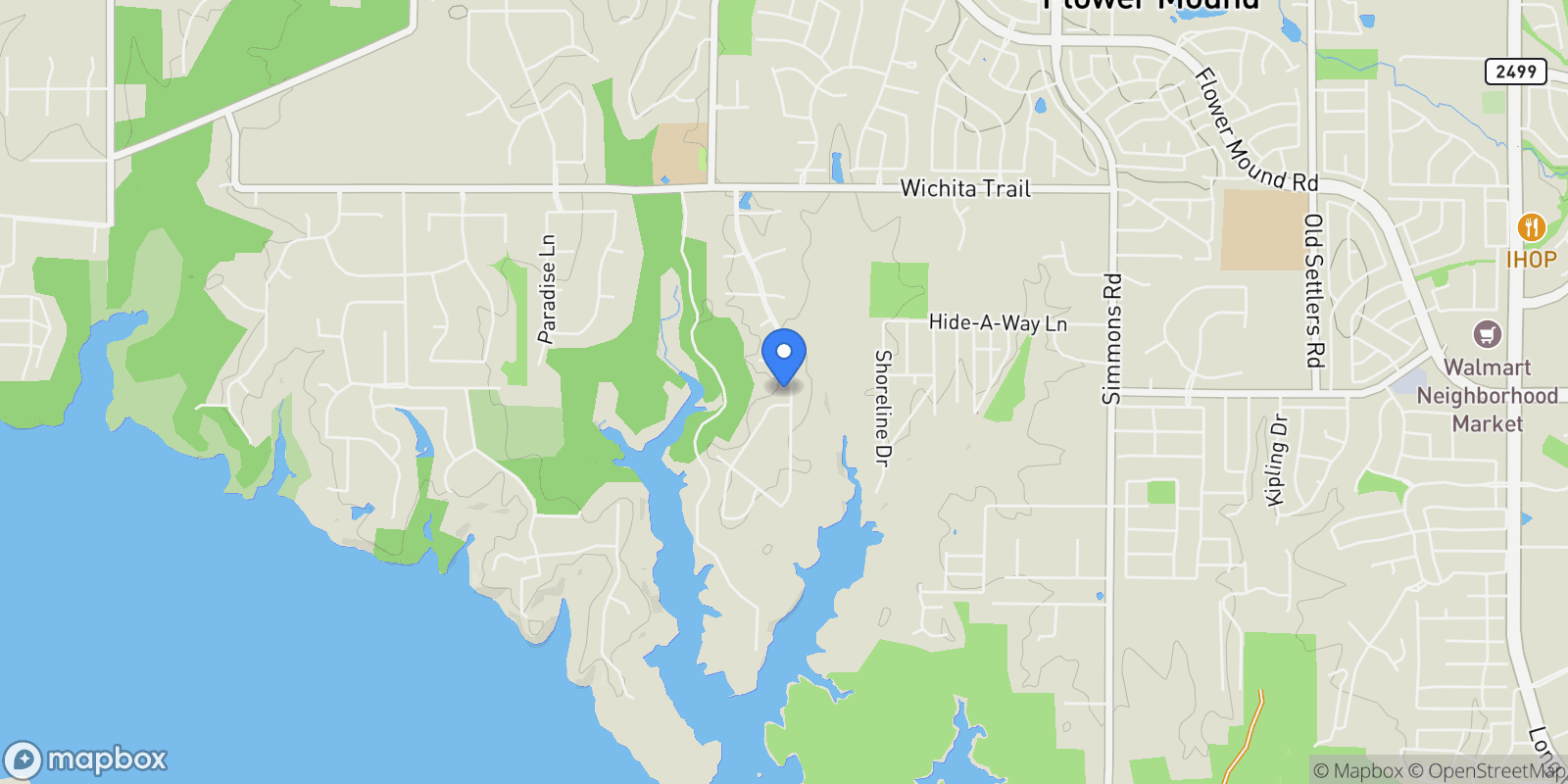 Map showing 2025 Breaker Lane, Lewisville, Texas, United States.