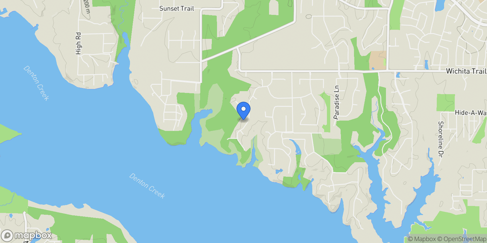 Map showing 2105 Bayshore Drive, Lewisville, Texas, United States.