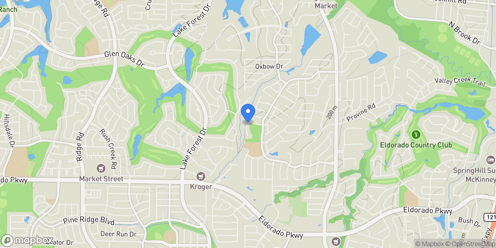 Map showing 2101 Surrey Lane, McKinney, Texas, United States.