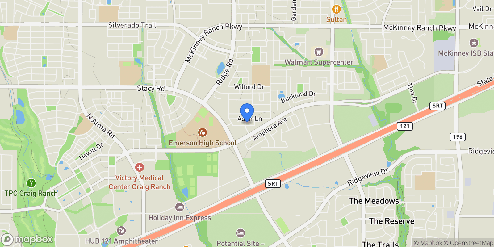Map showing 5820 Folsum Place, McKinney, Texas, United States.
