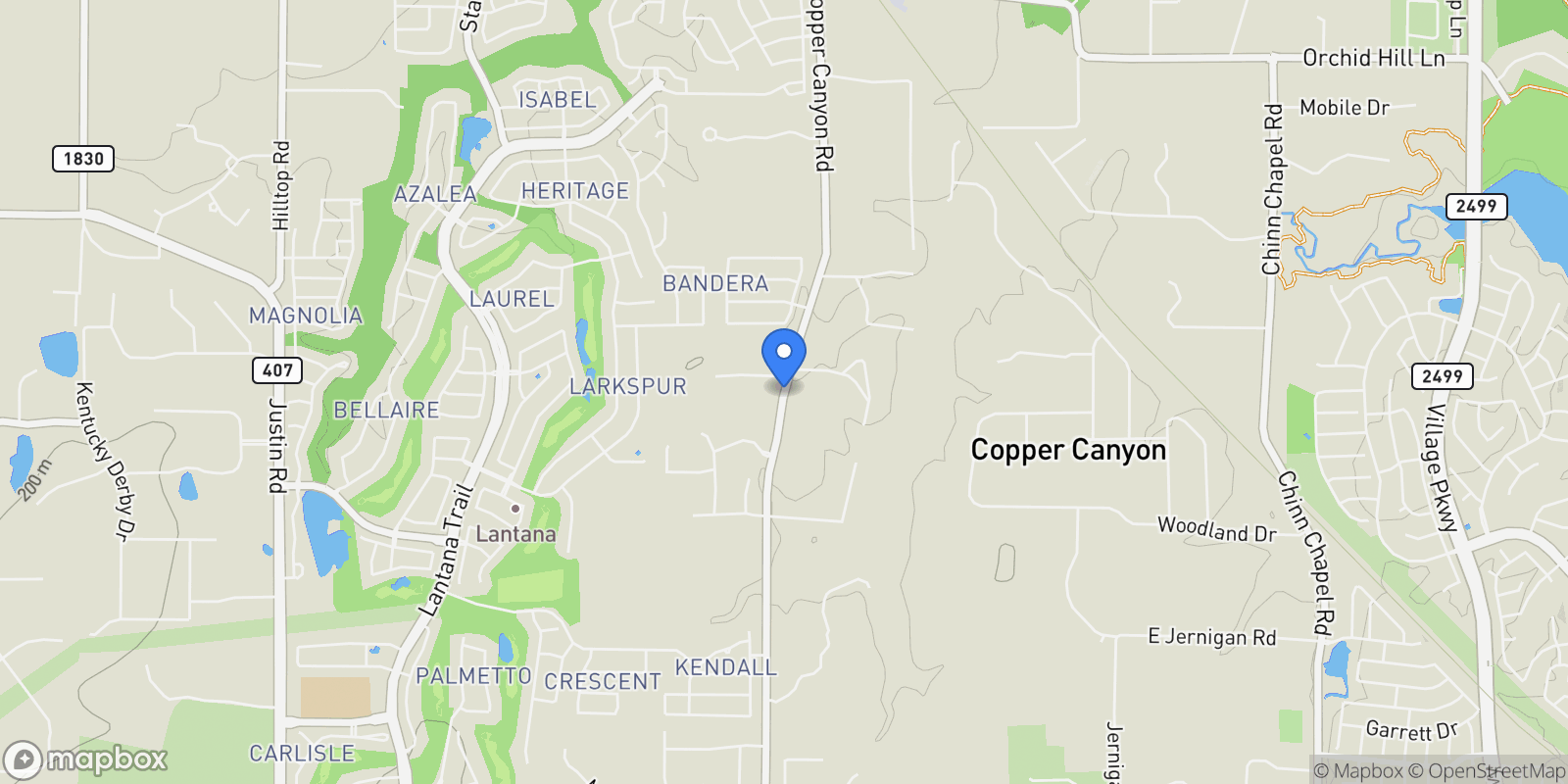 Map showing TBD Copper Canyon, Lantana, Texas, United States.