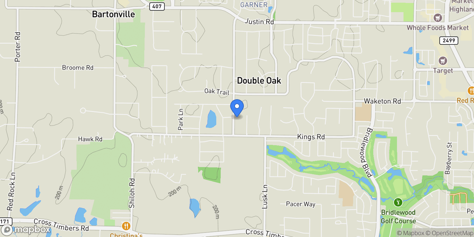 Map showing 715 Simmons Road, Lewisville, Texas, United States.