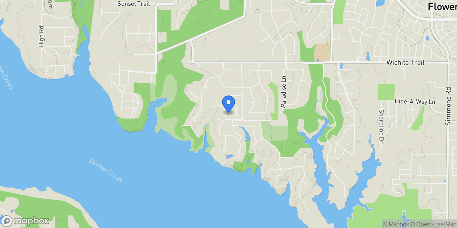 Map showing 2100 Cavalier Way, Lewisville, Texas, United States.