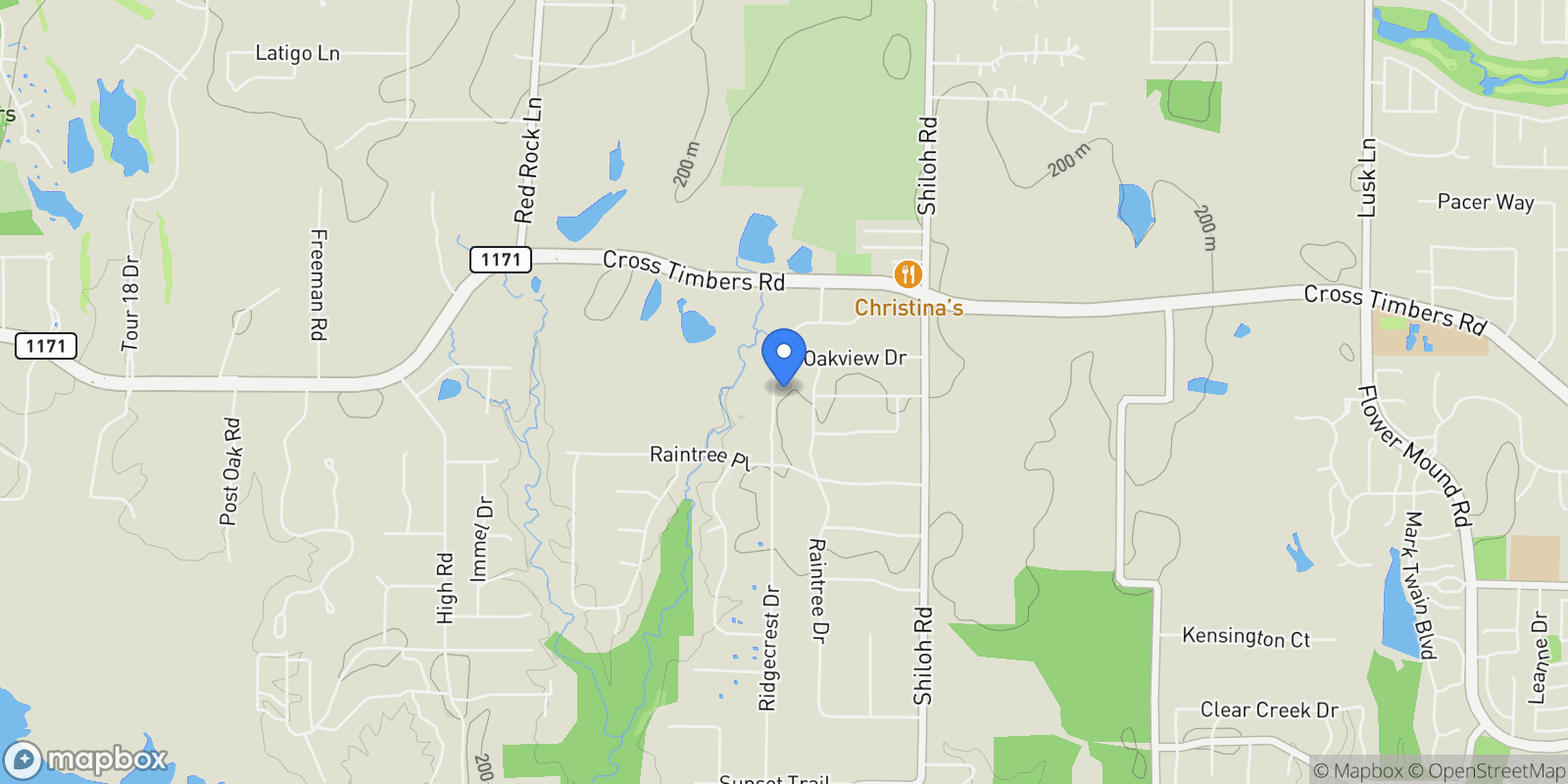 Map showing 4120 Ridgecrest Drive, Lewisville, Texas, United States.