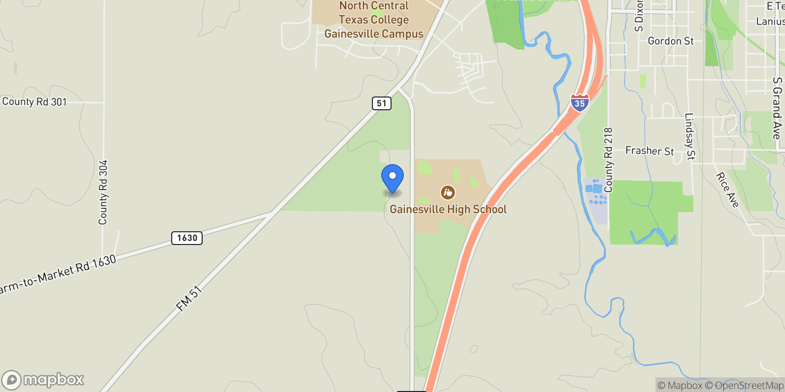 Map showing 609 Fm 1306, Gainesville, Texas, United States.