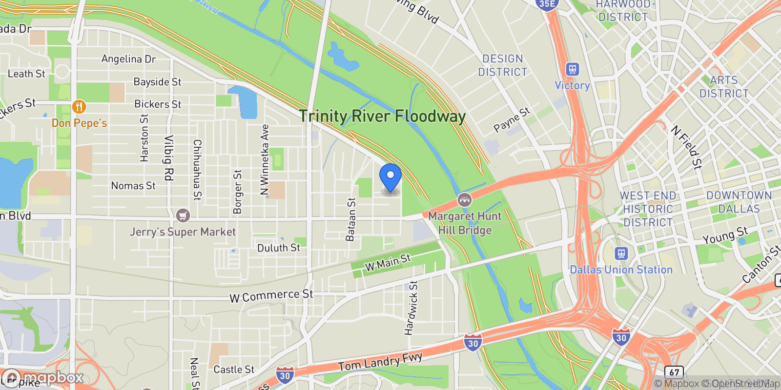 Map showing 3105 Pastor Street, Dallas, Texas, United States.