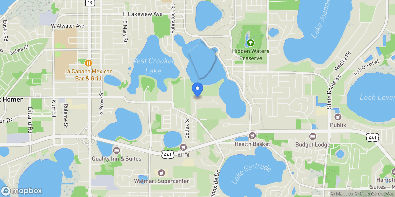 Map showing 1749 LAKE TERRACE DRIVE, EUSTIS, FL 32726, Eustis, Florida, United States.