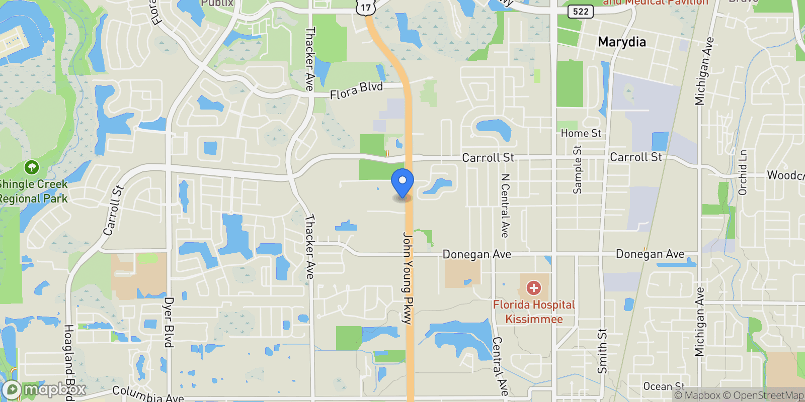 Map showing 0 N John Young Parkway, Kissimmee, FL 34741, Kissimmee, Florida, United States.