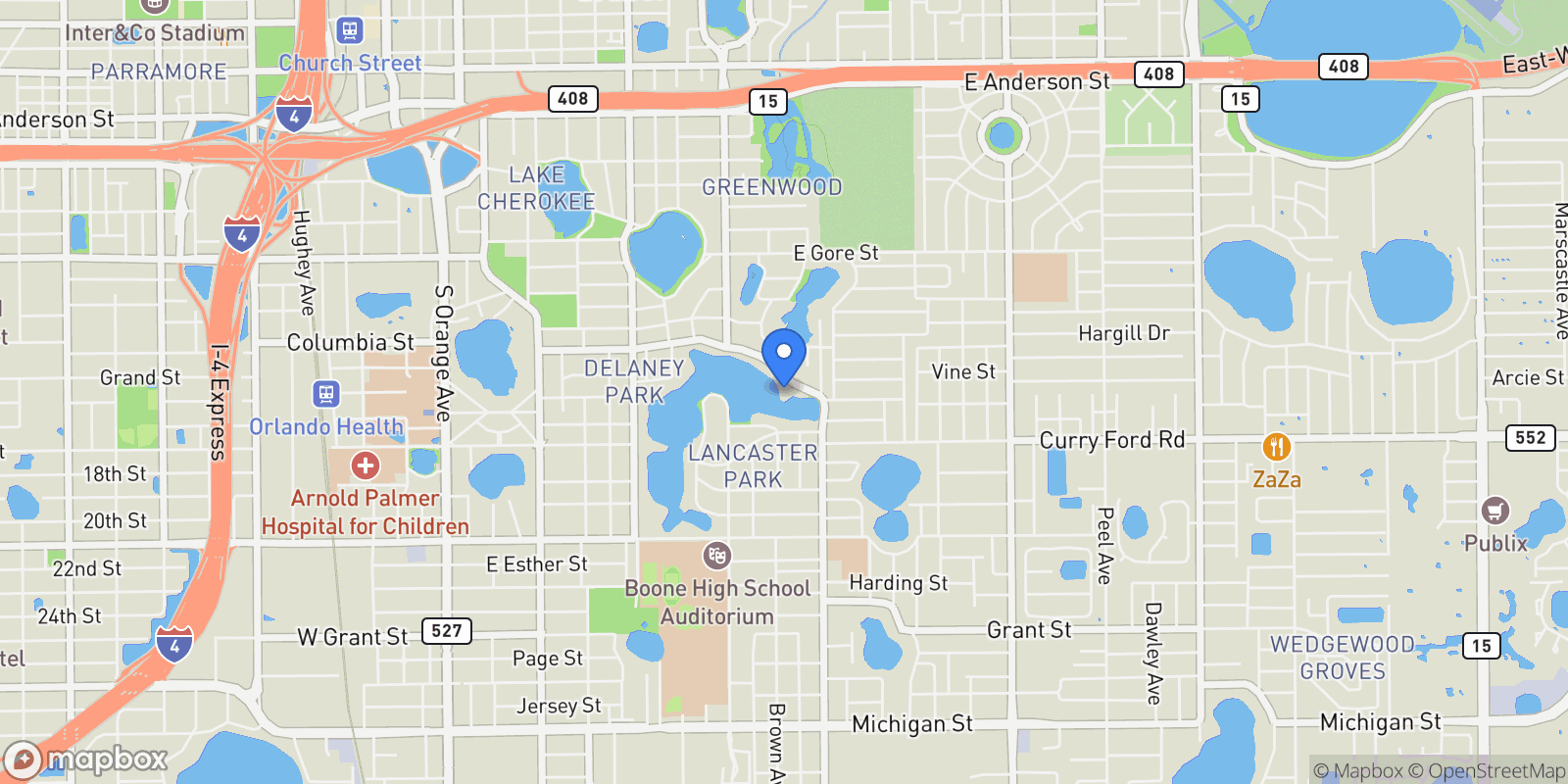 Map showing 1516 Briercliff Drive, Orlando, FL 32806, Orlando, Florida, United States.