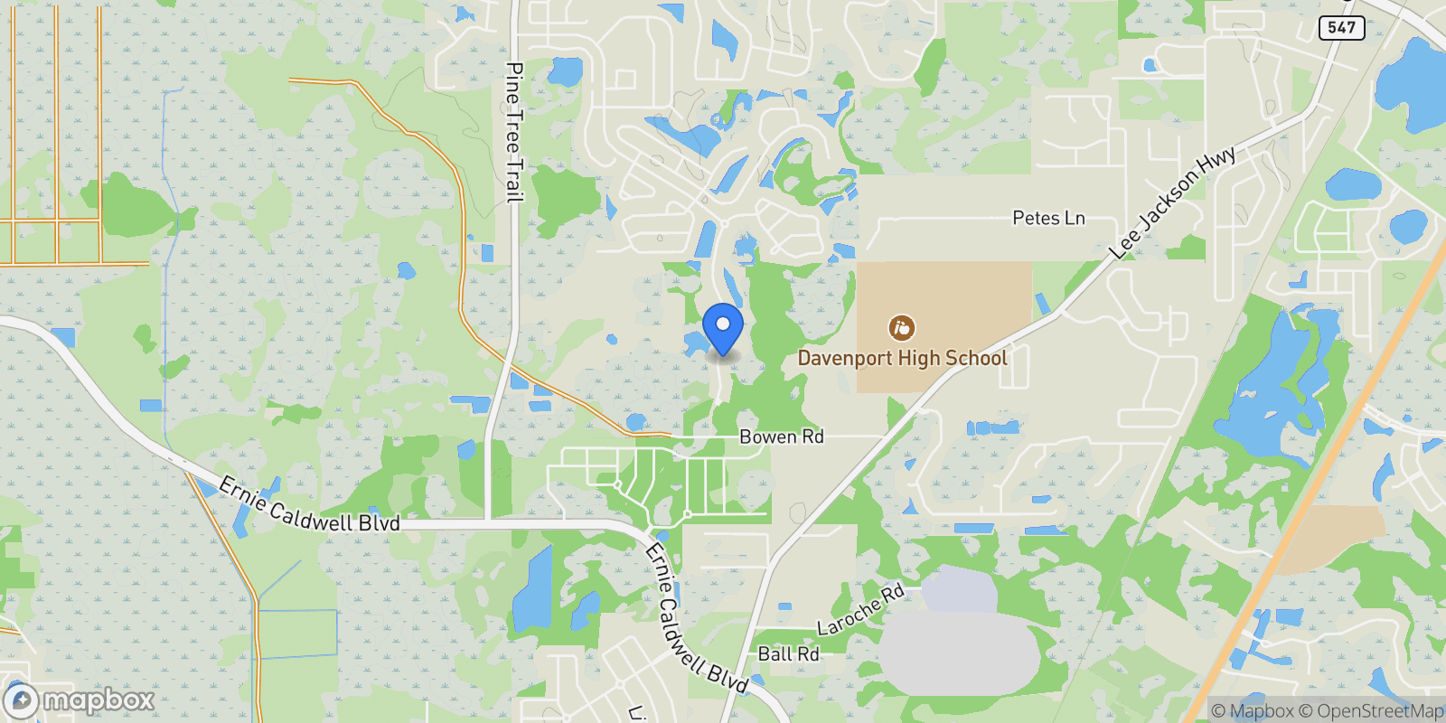 Map showing 1758 Oak Blossom Drive, Davenport, FL 33837, Davenport, Florida, United States.