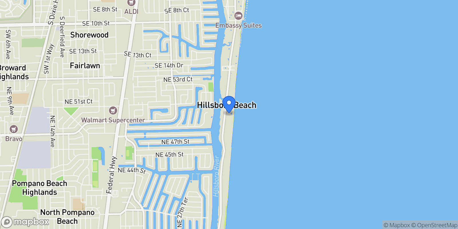 Map showing 1149 Hillsboro Mile, Hillsboro Beach, Florida, United States.