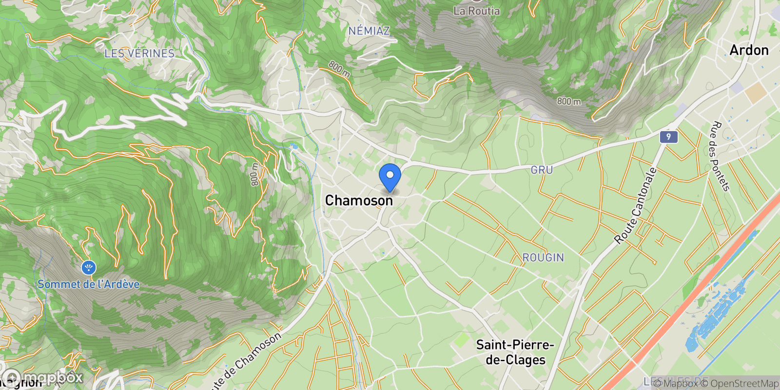 Map showing Chamoson, Valais, Switzerland.