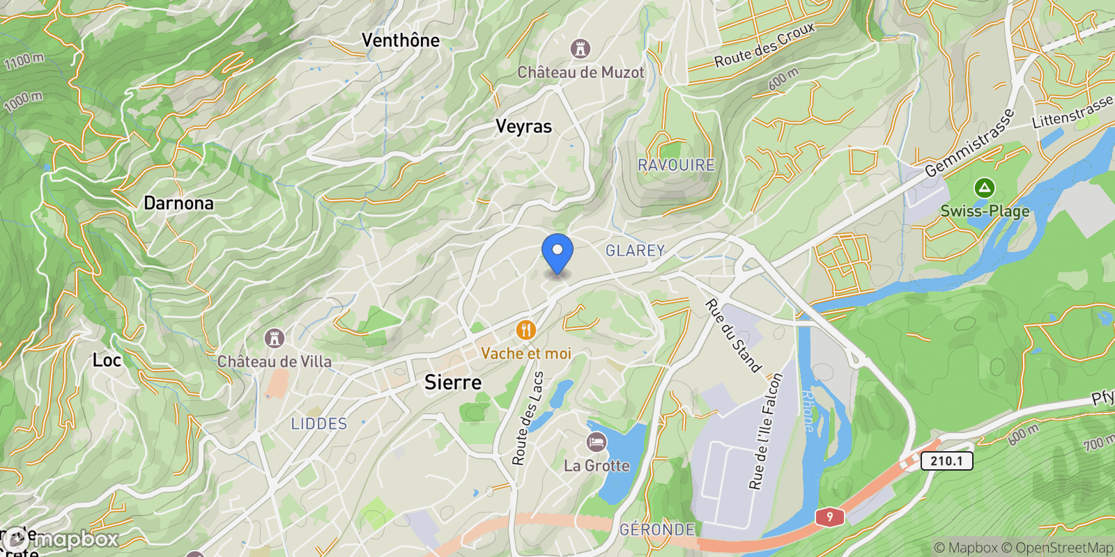 Map showing Sierre, Valais, Switzerland.