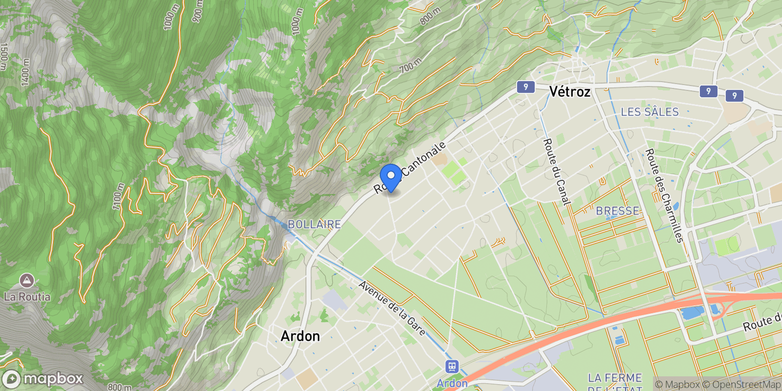 Map showing Vétroz, Valais, Switzerland.