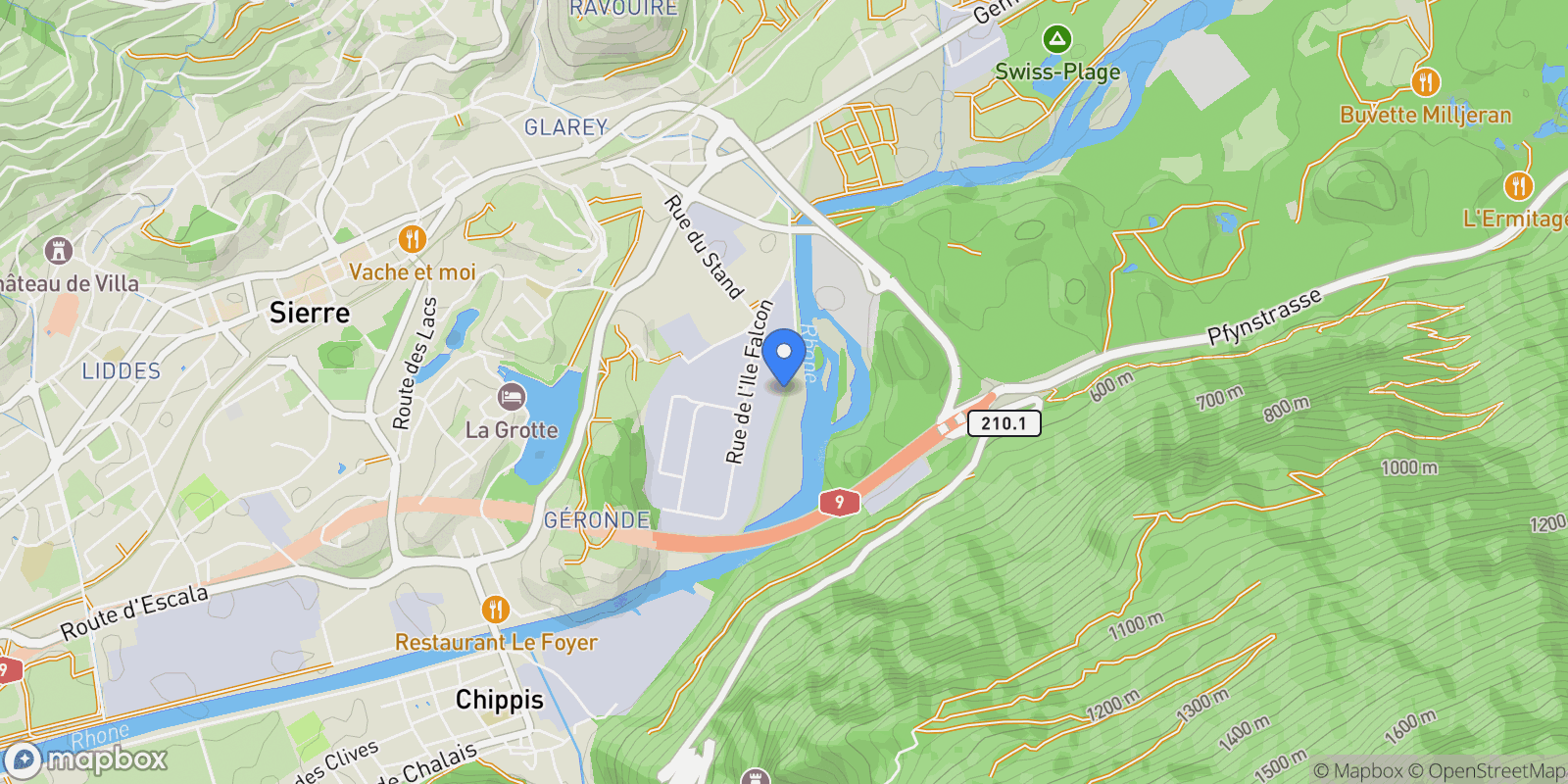 Map showing Sierre, Valais, Switzerland.