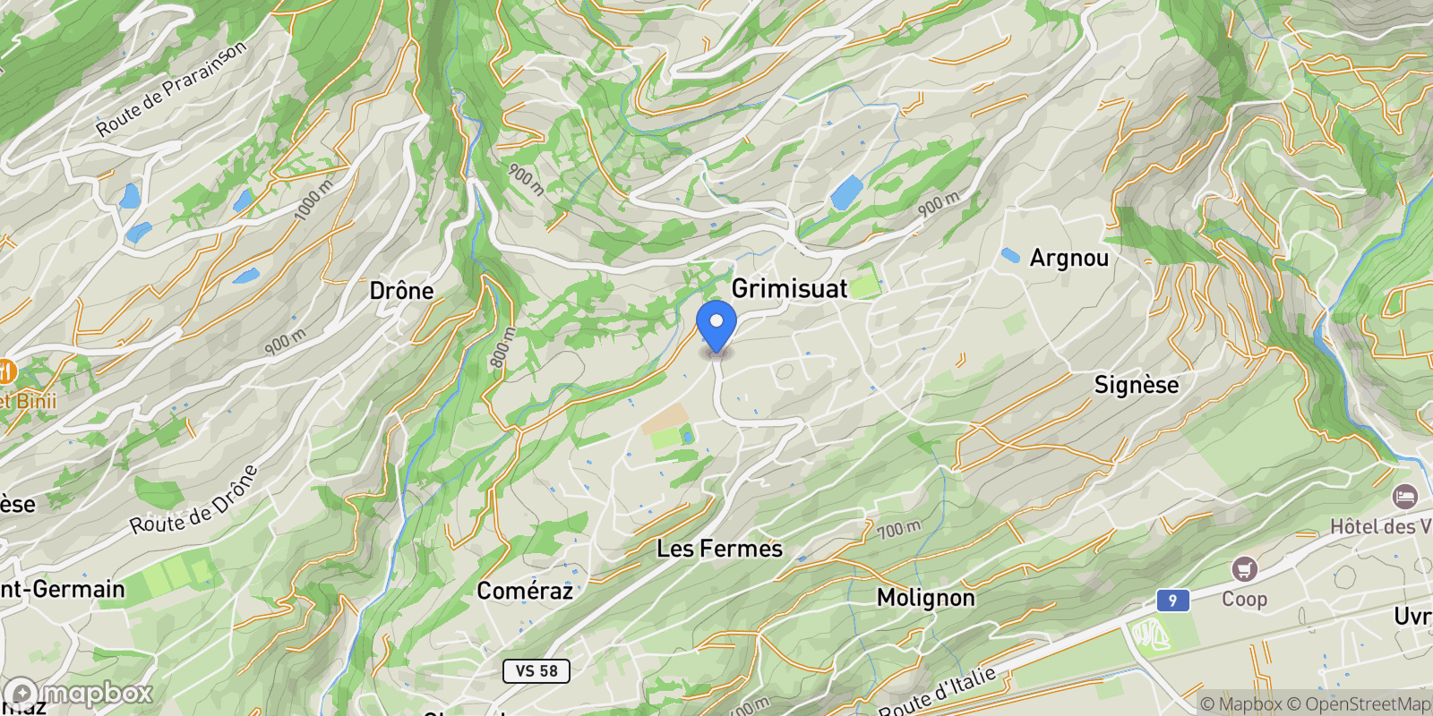 Map showing Grimisuat, Valais, Switzerland.