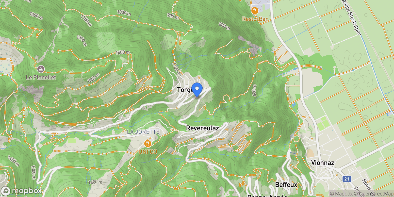 Map showing Torgon, Valais, Switzerland.