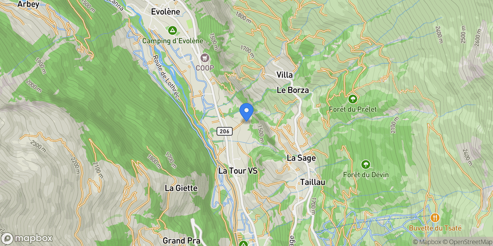 Map showing Evolène, Valais, Switzerland.