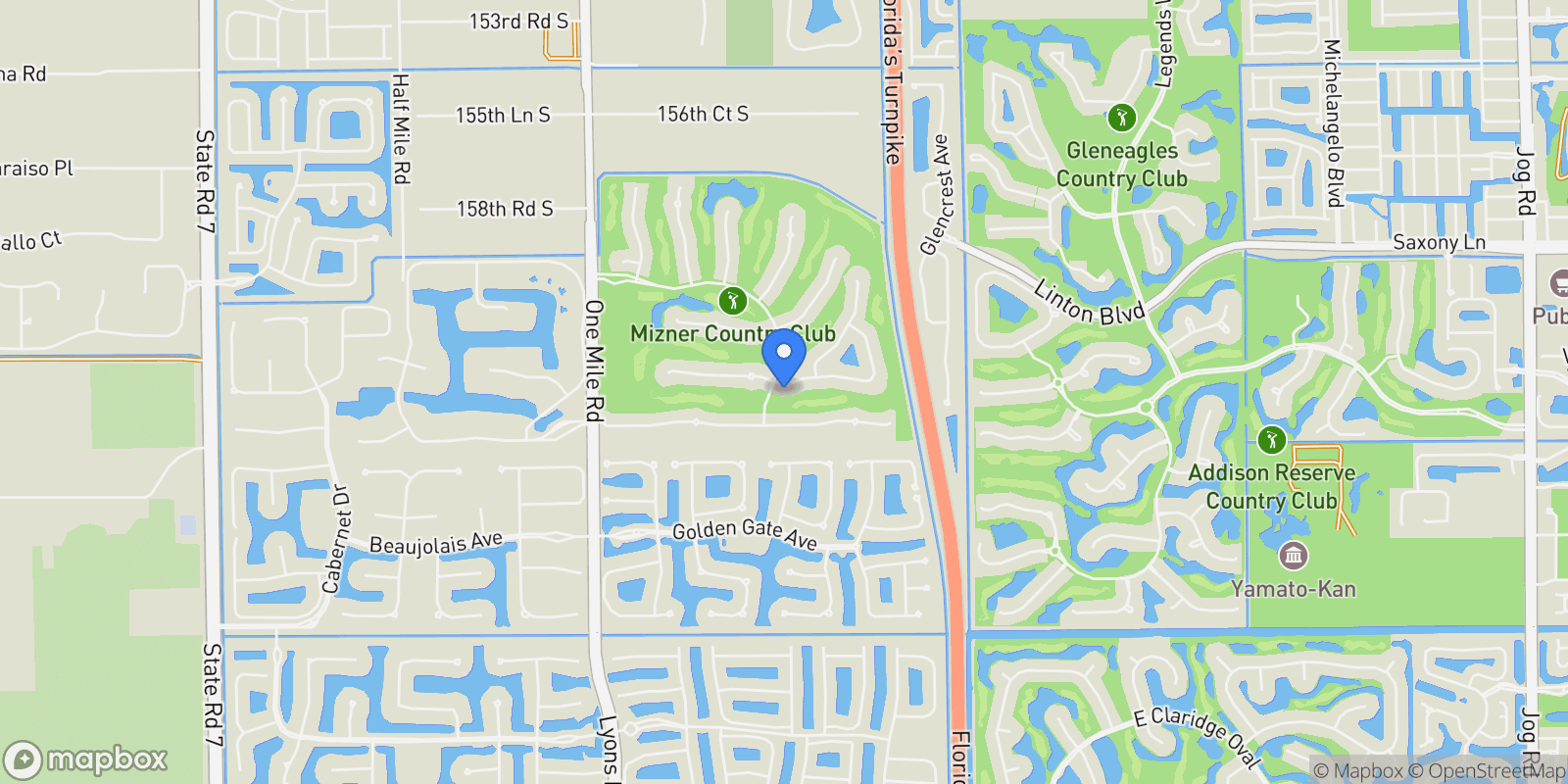 Map showing 16312 Braeburn Ridge Trail, Delray Beach, Florida, United States.