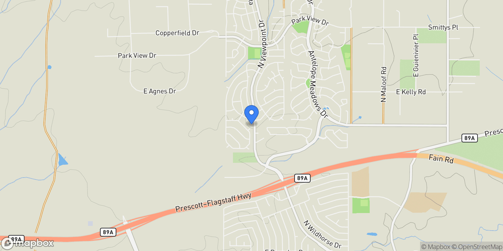 Map showing 6970 Pinnacle Pass Place, Prescott Valley, AZ 86315, Prescott Valley, Arizona, United States.