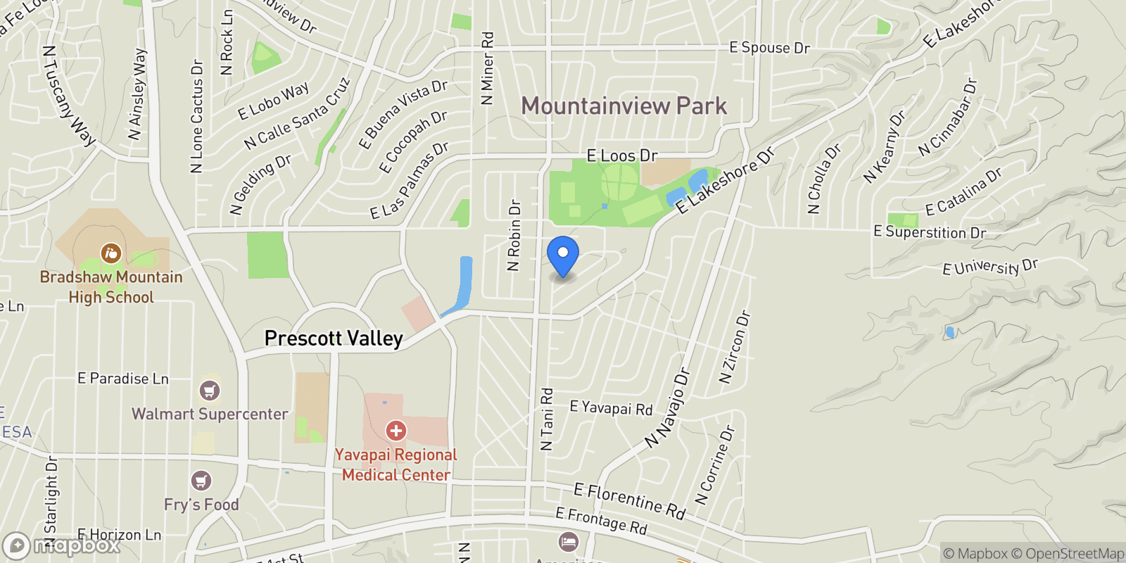 Map showing 8324 E Stevens Drive, Prescott Valley, AZ 86314, Prescott Valley, Arizona, United States.